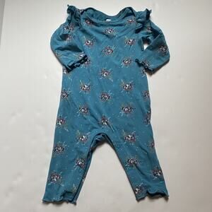 Tea Collection Teal Blue Floral Kids One Piece, 3-6M